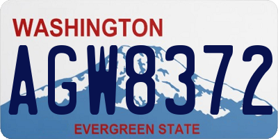 WA license plate AGW8372