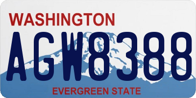 WA license plate AGW8388