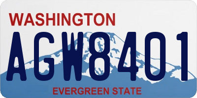 WA license plate AGW8401