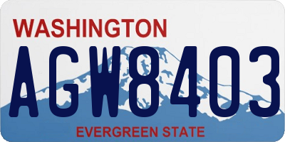 WA license plate AGW8403
