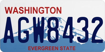 WA license plate AGW8432