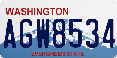 WA license plate AGW8534