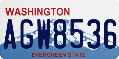 WA license plate AGW8536