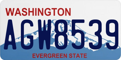 WA license plate AGW8539