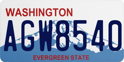 WA license plate AGW8540