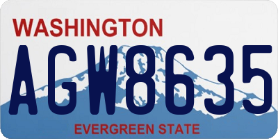 WA license plate AGW8635