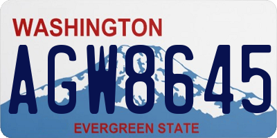 WA license plate AGW8645