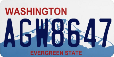 WA license plate AGW8647