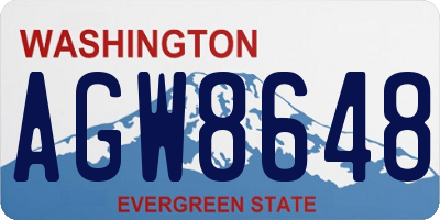 WA license plate AGW8648