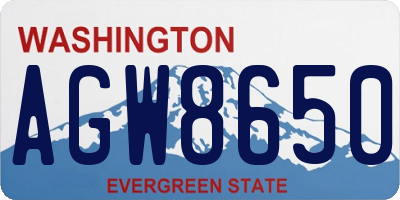 WA license plate AGW8650