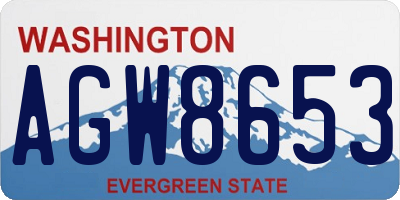WA license plate AGW8653