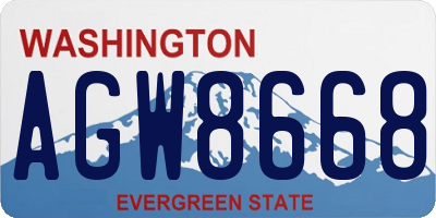 WA license plate AGW8668