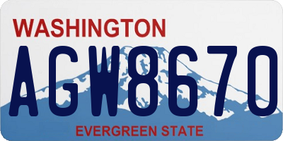 WA license plate AGW8670