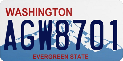 WA license plate AGW8701