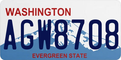 WA license plate AGW8708