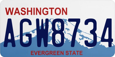 WA license plate AGW8734