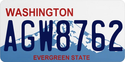 WA license plate AGW8762