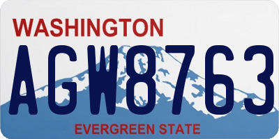 WA license plate AGW8763