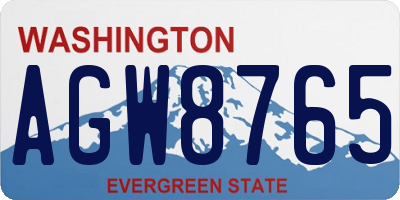 WA license plate AGW8765