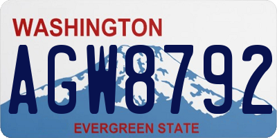 WA license plate AGW8792