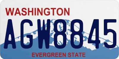 WA license plate AGW8845