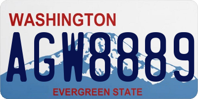 WA license plate AGW8889