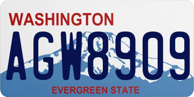 WA license plate AGW8909