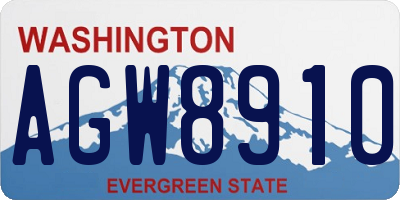 WA license plate AGW8910