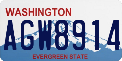 WA license plate AGW8914