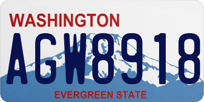 WA license plate AGW8918