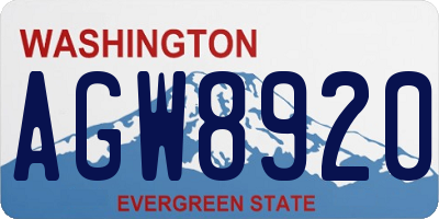 WA license plate AGW8920