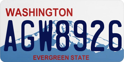 WA license plate AGW8926