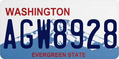 WA license plate AGW8928