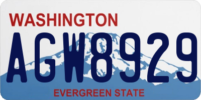 WA license plate AGW8929