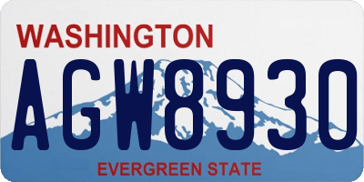 WA license plate AGW8930