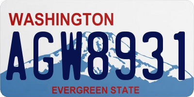 WA license plate AGW8931