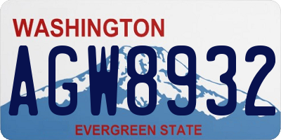 WA license plate AGW8932