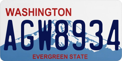 WA license plate AGW8934