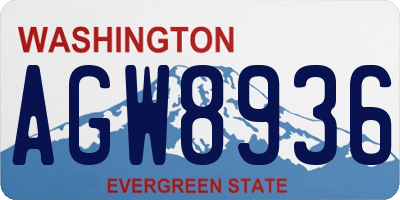 WA license plate AGW8936