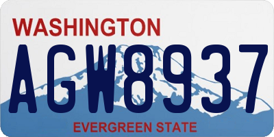WA license plate AGW8937