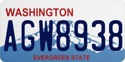 WA license plate AGW8938