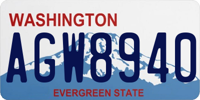 WA license plate AGW8940