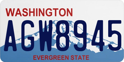 WA license plate AGW8945