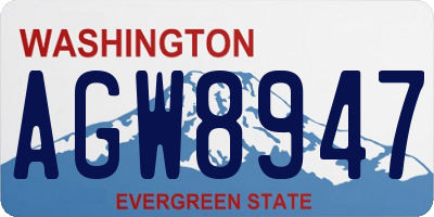 WA license plate AGW8947