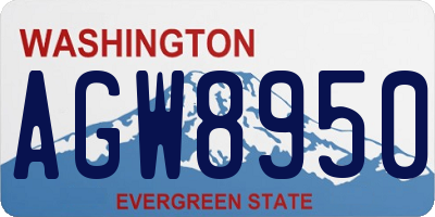 WA license plate AGW8950