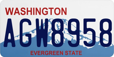 WA license plate AGW8958