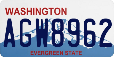 WA license plate AGW8962