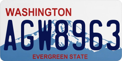 WA license plate AGW8963