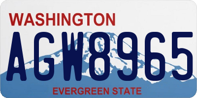 WA license plate AGW8965