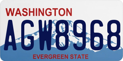 WA license plate AGW8968